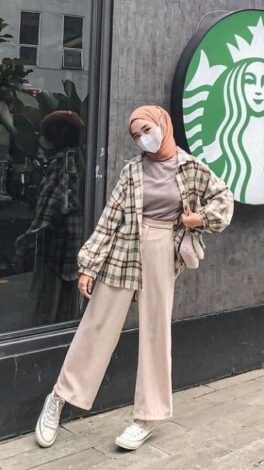 Ootd Dress Dan Kemeja Flanel Hijab Hai Gadis