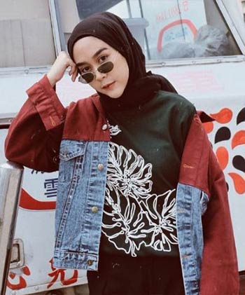 style jaket jeans wanita hijab kekinian