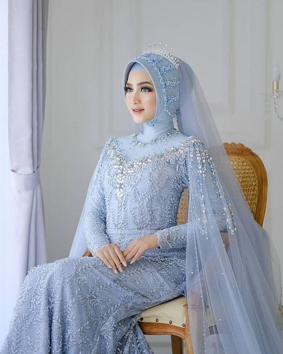 14 Inspirasi Gaun Pengantin Hijab Muslimah Kekinian - Hai Gadis