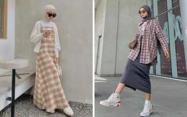 OOTD Dress dan Kemeja Flanel Hijab
