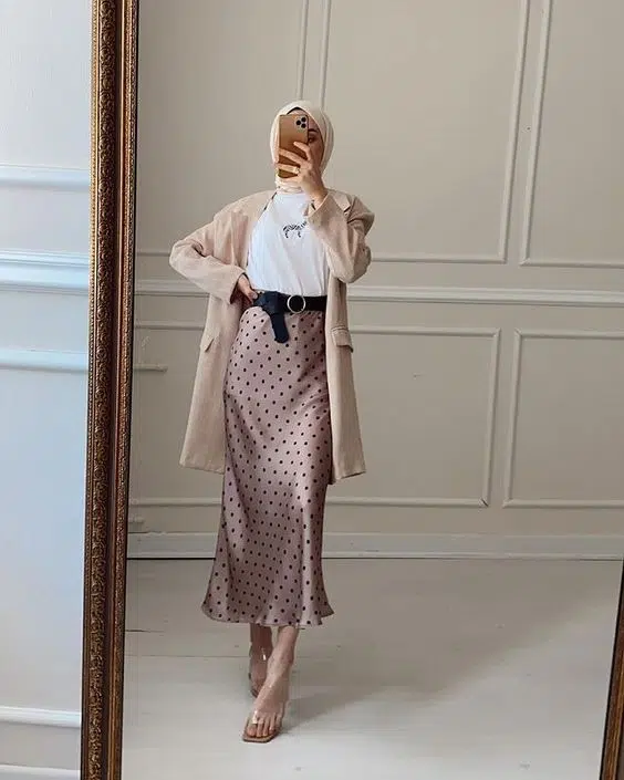 ootd rok polkadot