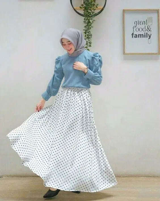 ootd rok polkadot